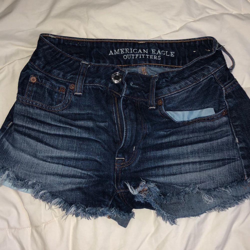 american eagle dark blue shorts